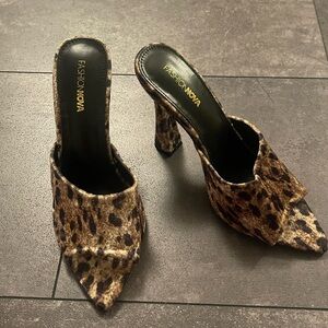 Leopard print kitten heels